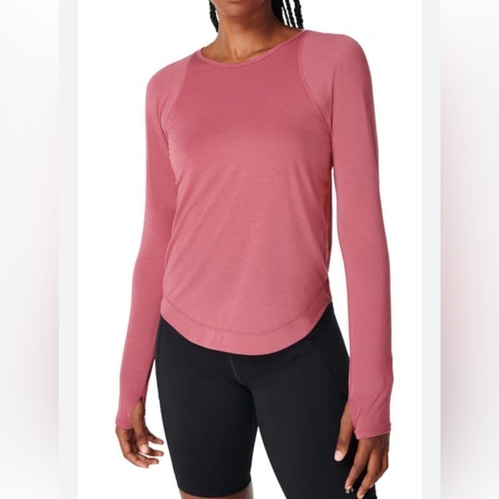 Sweaty Betty Breezy Long Sleeve Athletic work out top shirt Pink Size small
